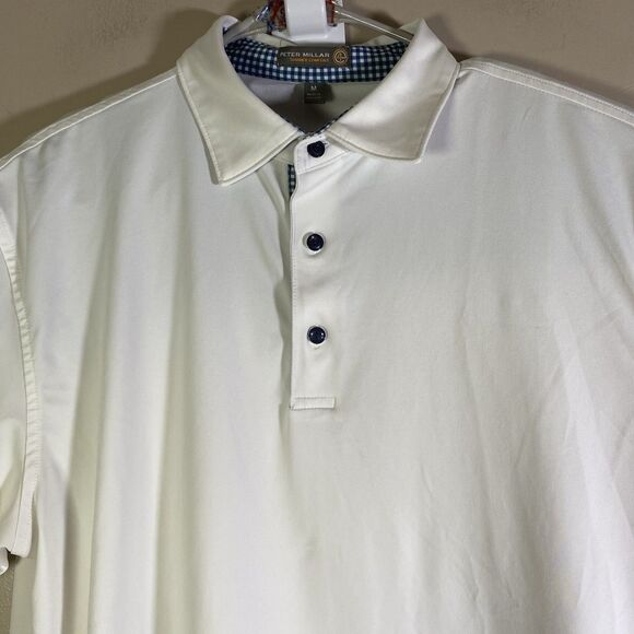 Peter Millar Summer Comfort Polo Shirt Mens Medium White  Logo Embroidered - Picture 1 of 12